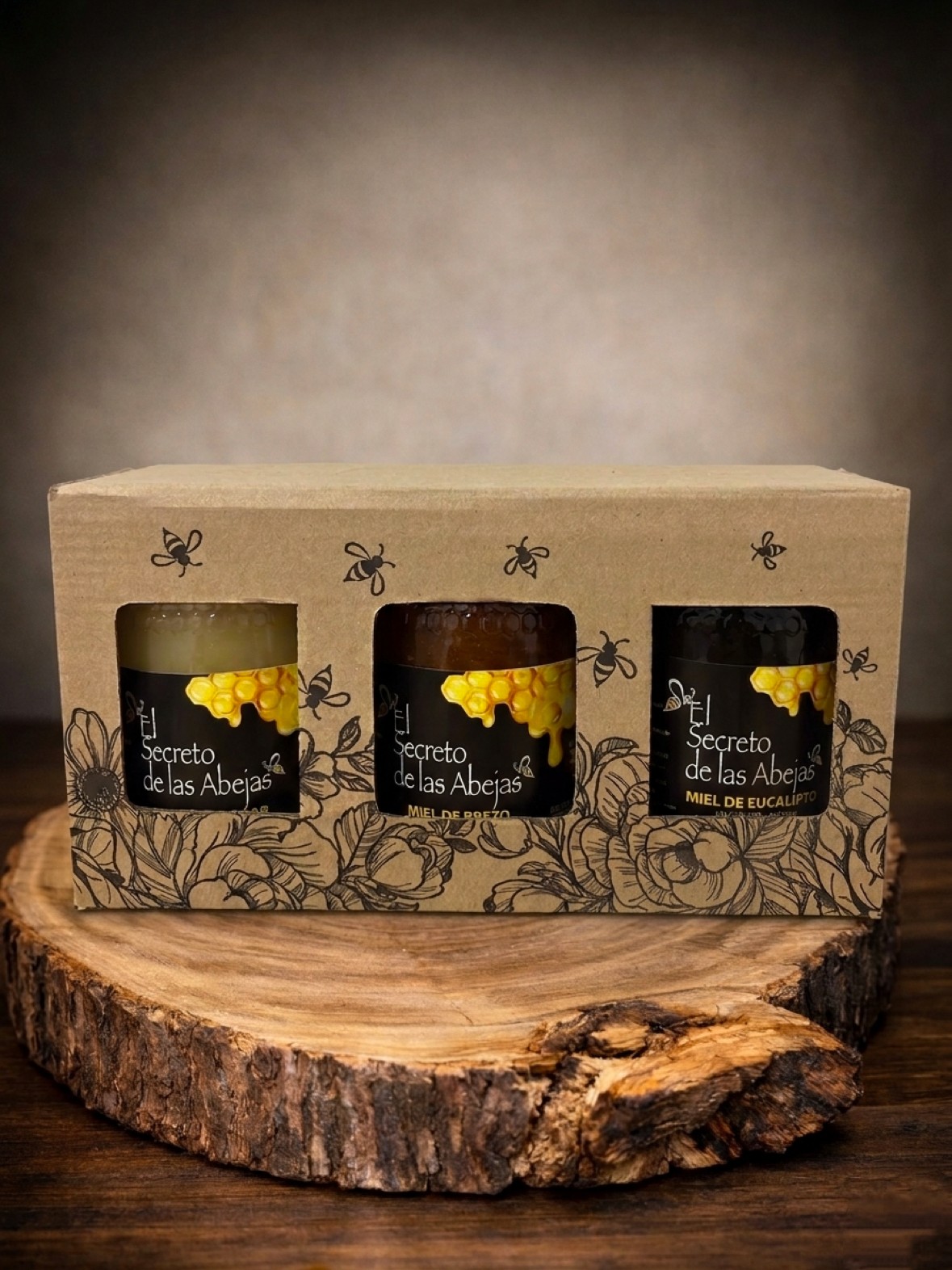 Caja degustación miel de azahar, brezo y eucalipto